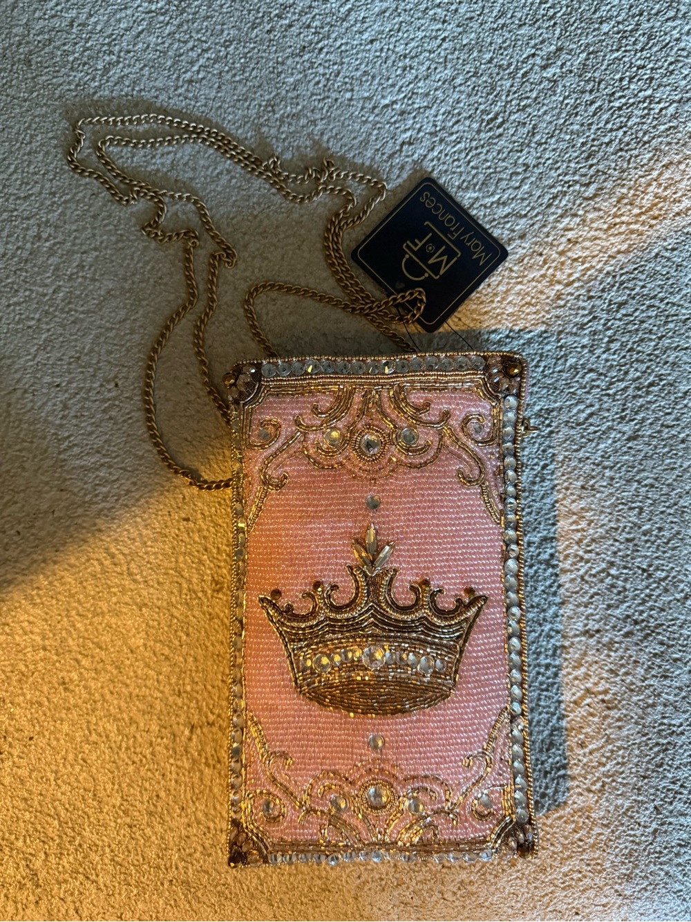 Mary Frances Pink Jeweled Crown Crossbody Pouch